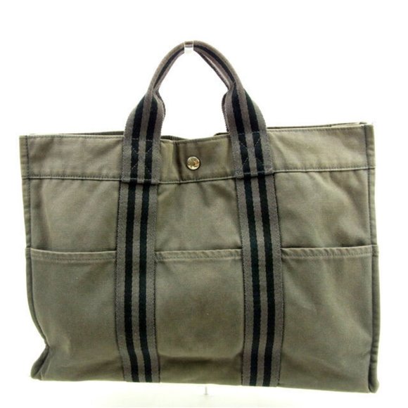 Hermes Tote bag Fourre Tout Grey Black Woman unisex Authentic Used Y5820 - Picture 1 of 6